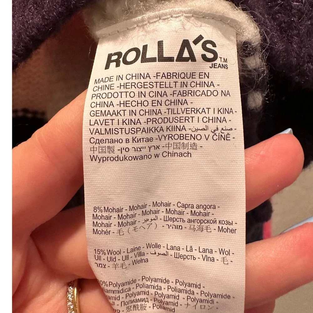Rolla's Covergirl Gigi Knit Sweater Large Striped Wool‎ Blend Balloon Sleeves